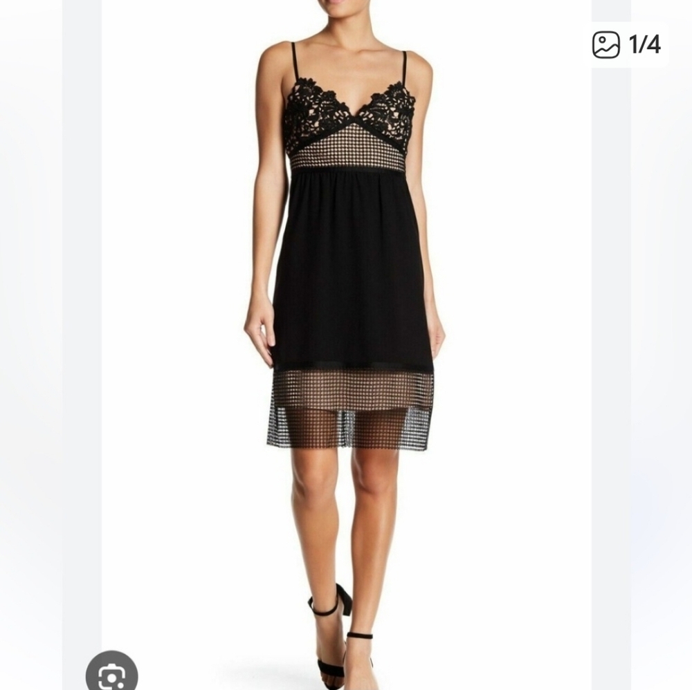Theory Black Mesh Detail Wedding Guest Midi Dress New Without Tags (Never worn)